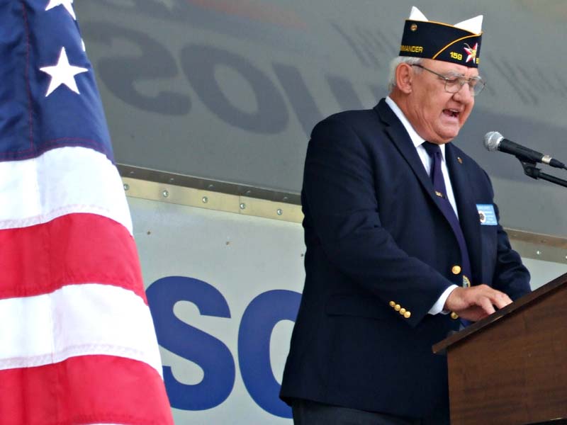 photo of 6th District Commander John Hince giving speech